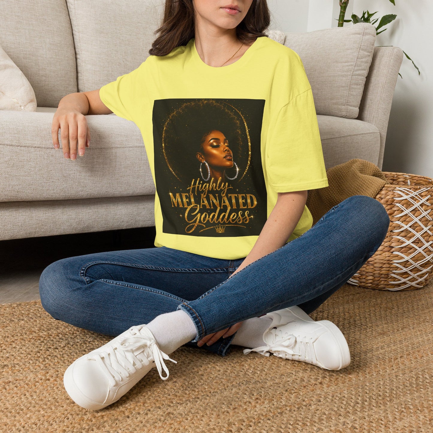 Melanated Goddess T-Shirt | Afrocentric Black Woman Art