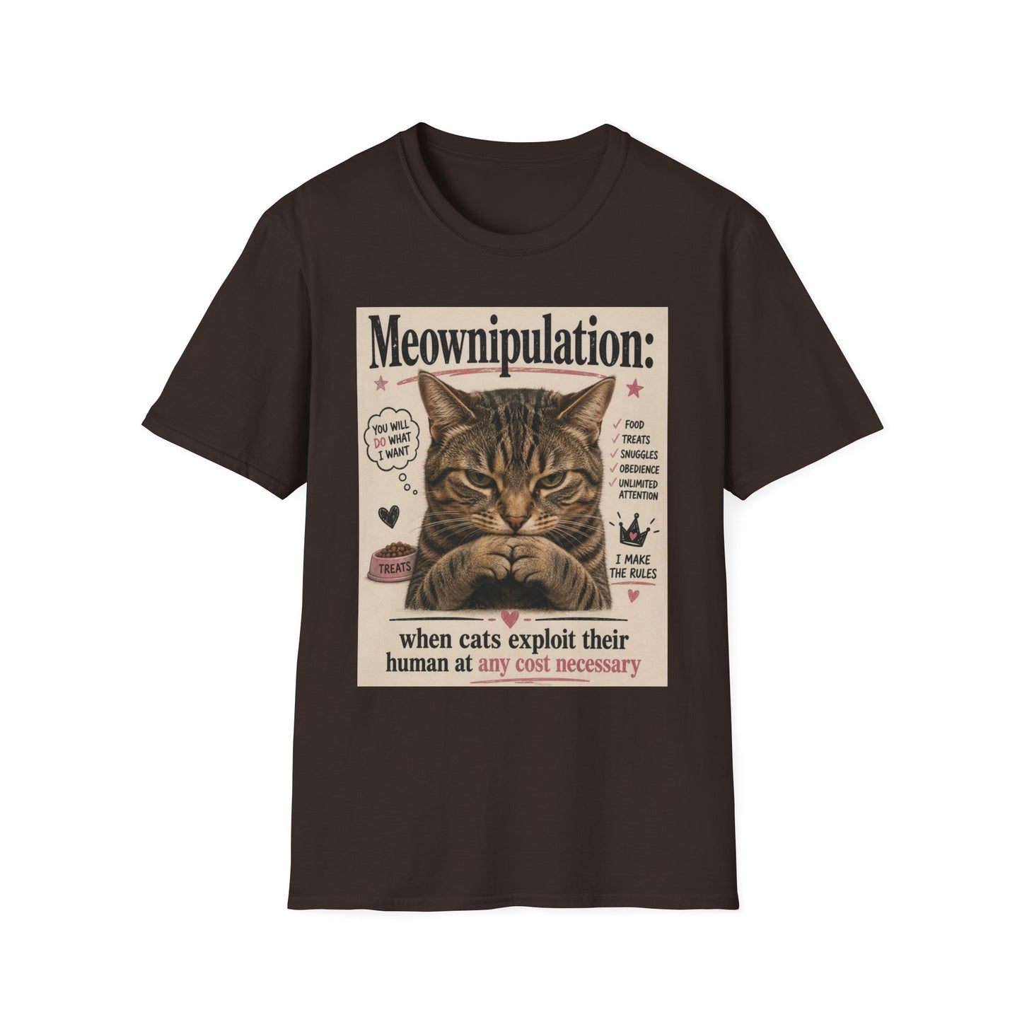 Meownipulation cat design T-Shirt | Funny Tabby Cat Illustration
