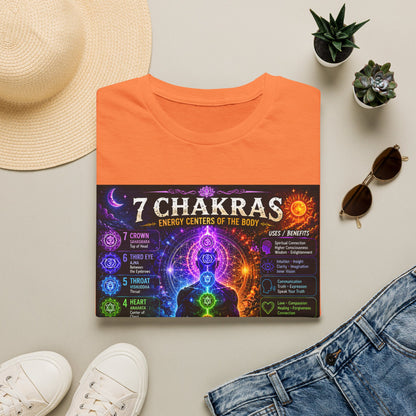 7 Chakras Energy Centers T-Shirt | Chakra Alignment Illustration