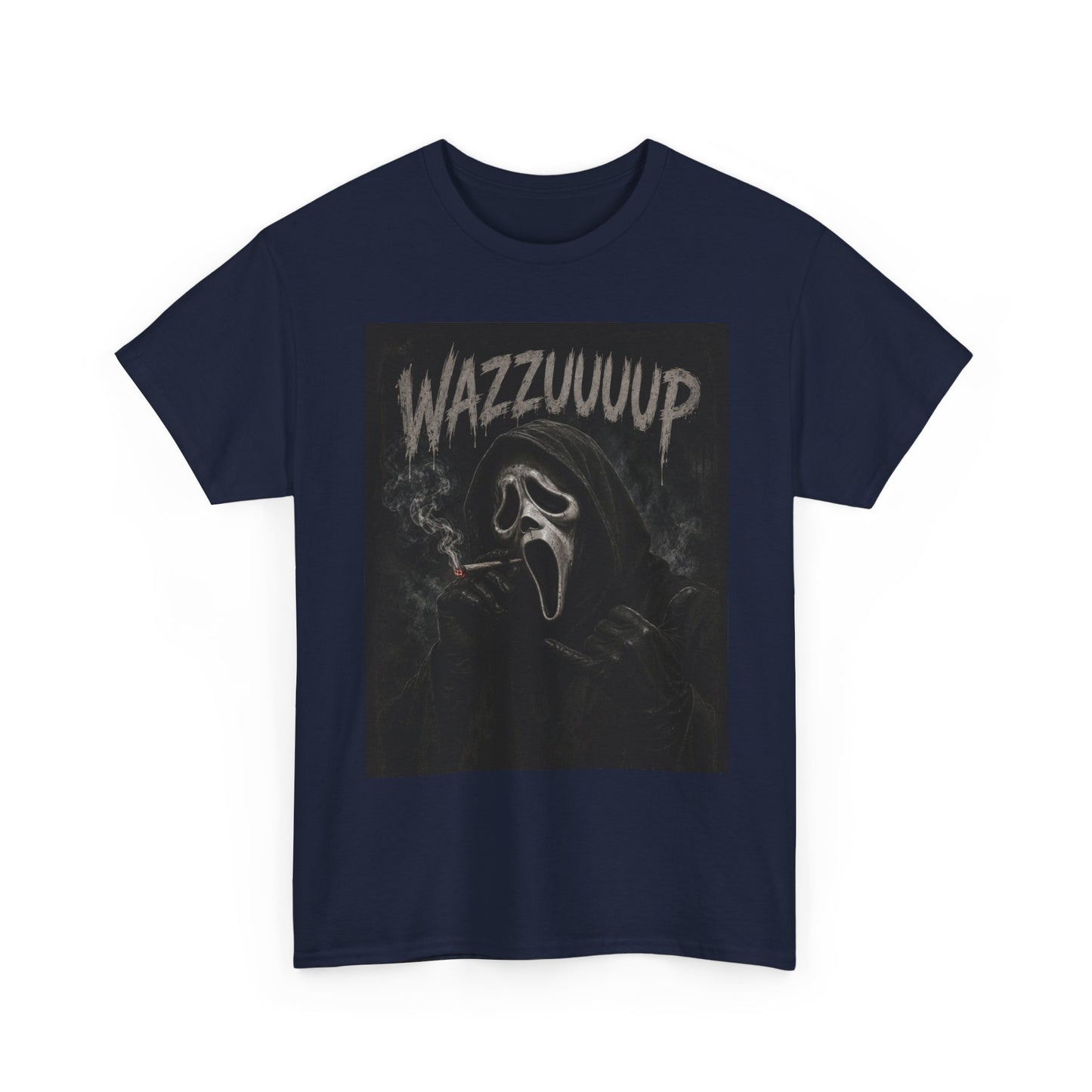Wazzzuuup Ghost Face Tee | Horror Movie Mask T-Shirt