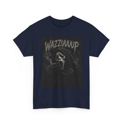 Wazzzuuup Ghost Face Tee | Horror Movie Mask T-Shirt