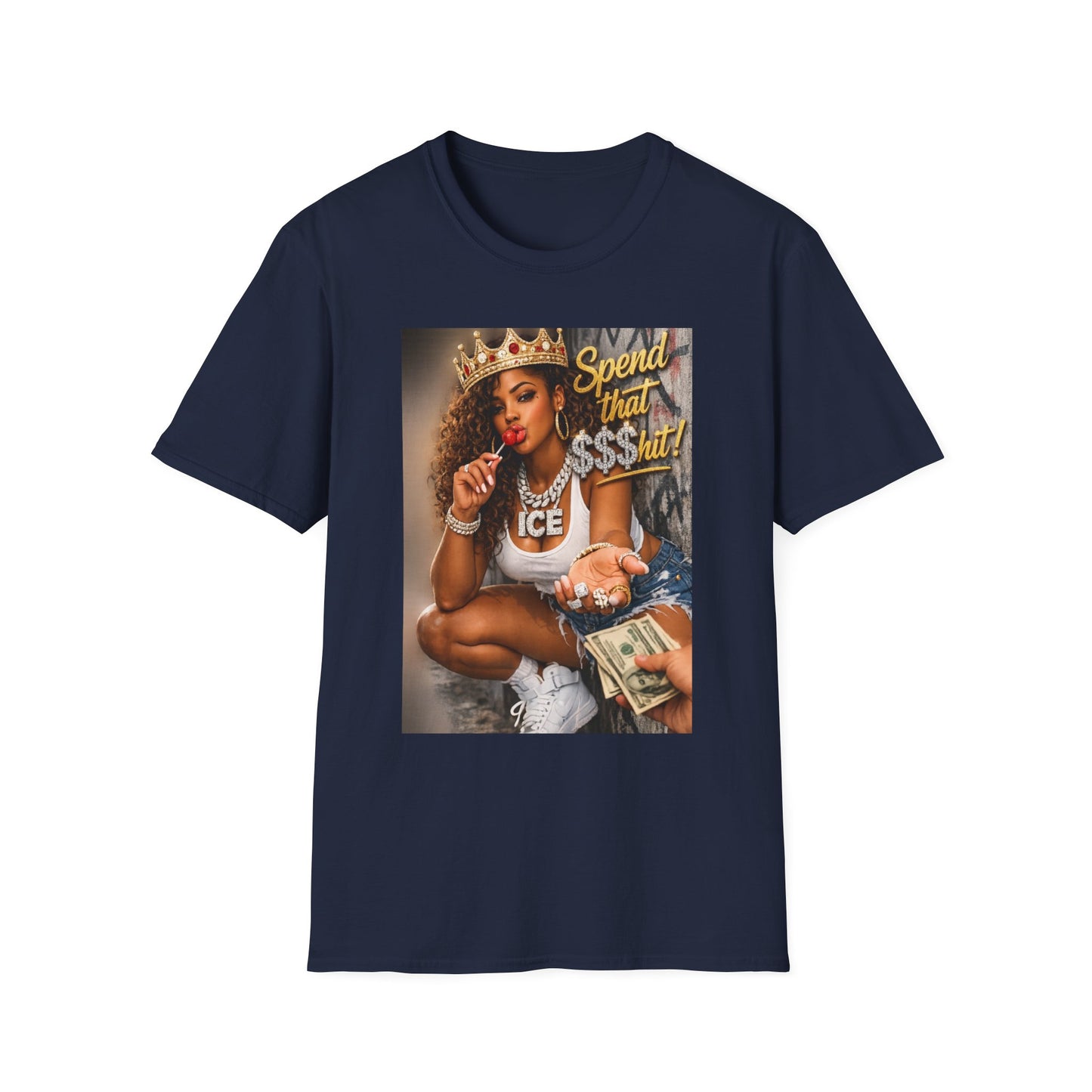 Spend That $Hit! T-Shirt | Queen Crown Graphic, Money Bling Design