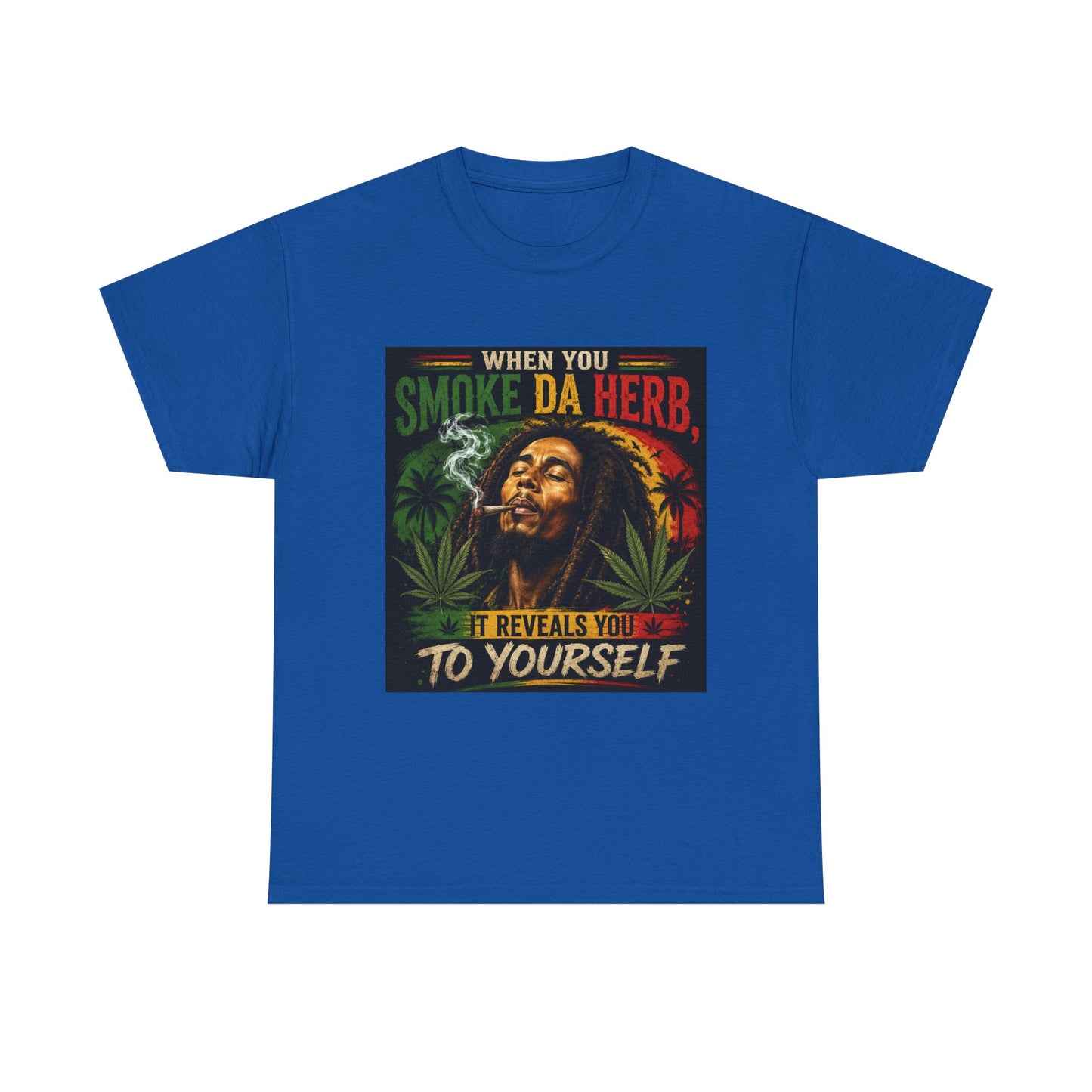 Smoke Da Herb T-Shirt | Rasta Weed Leaf Smoking Graphic Tee