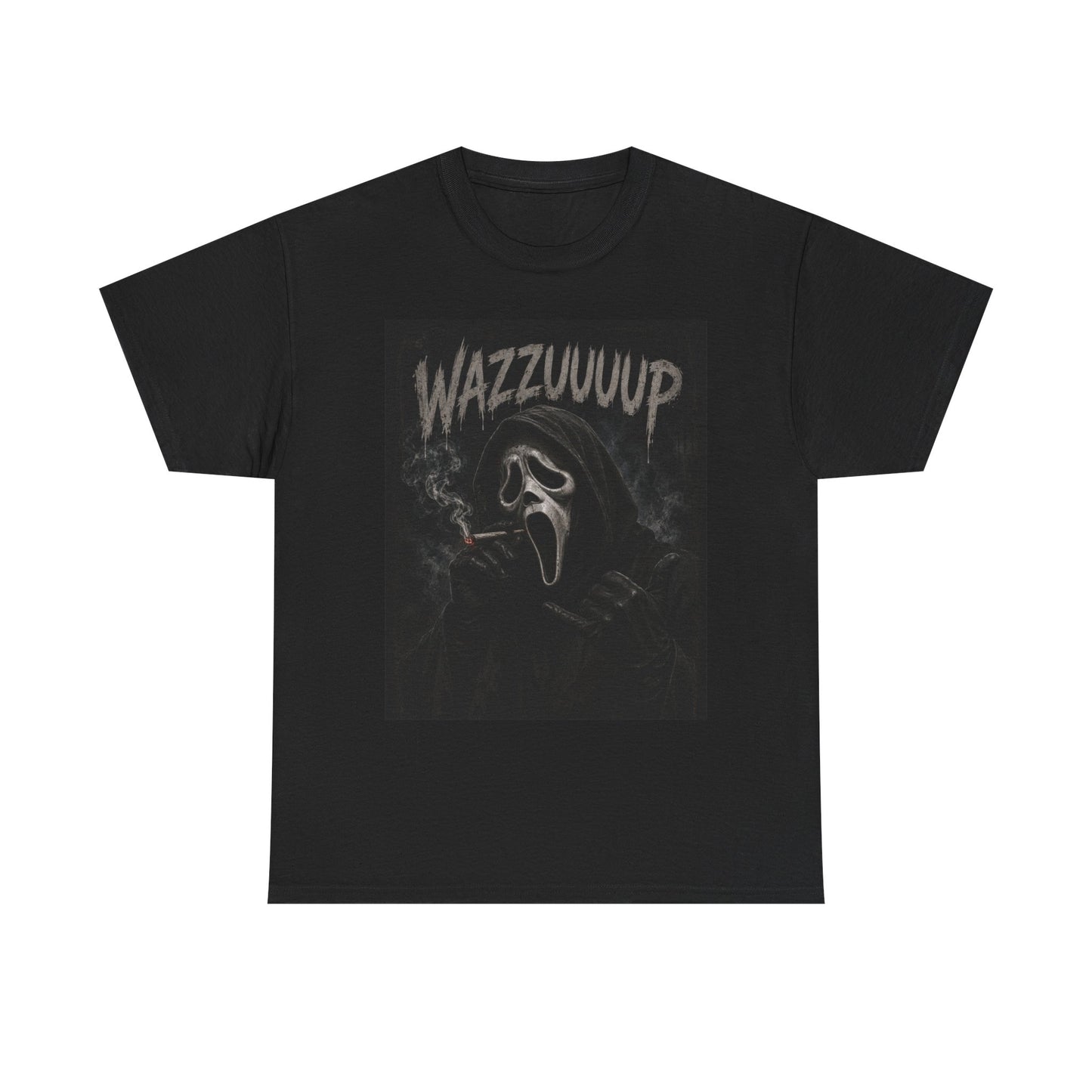 Wazzzuuup Ghost Face Tee | Horror Movie Mask T-Shirt