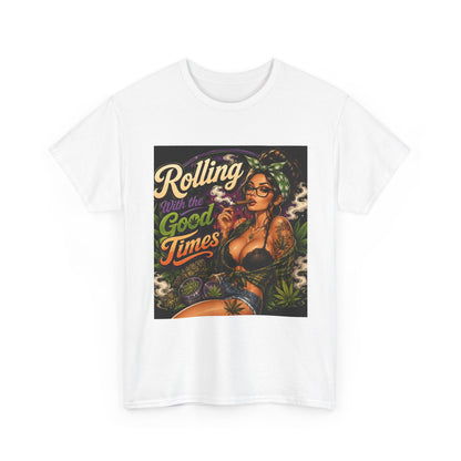 Rolling Good Times tee | Retro Pinup Cannabis Graphic T-Shirt