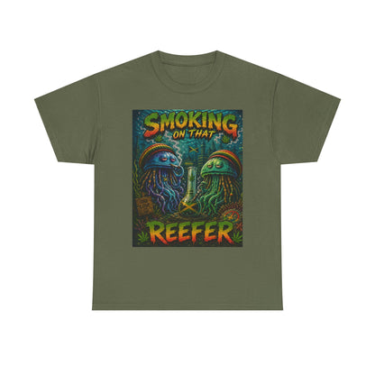 Smoking on That Reefer T-Shirt | Psychedelic Jellyfish Illustration, Cannabis Art