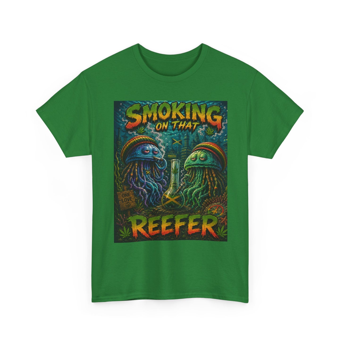 Smoking on That Reefer T-Shirt | Psychedelic Jellyfish Illustration, Cannabis Art
