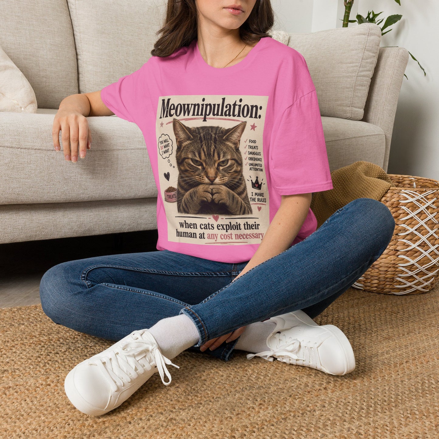 Meownipulation cat design T-Shirt | Funny Tabby Cat Illustration