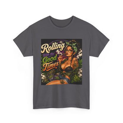 Rolling Good Times tee | Retro Pinup Cannabis Graphic T-Shirt