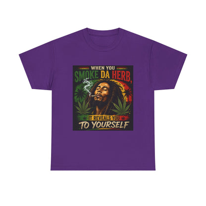 Smoke Da Herb T-Shirt | Rasta Weed Leaf Smoking Graphic Tee