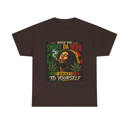 Smoke Da Herb T-Shirt | Rasta Weed Leaf Smoking Graphic Tee