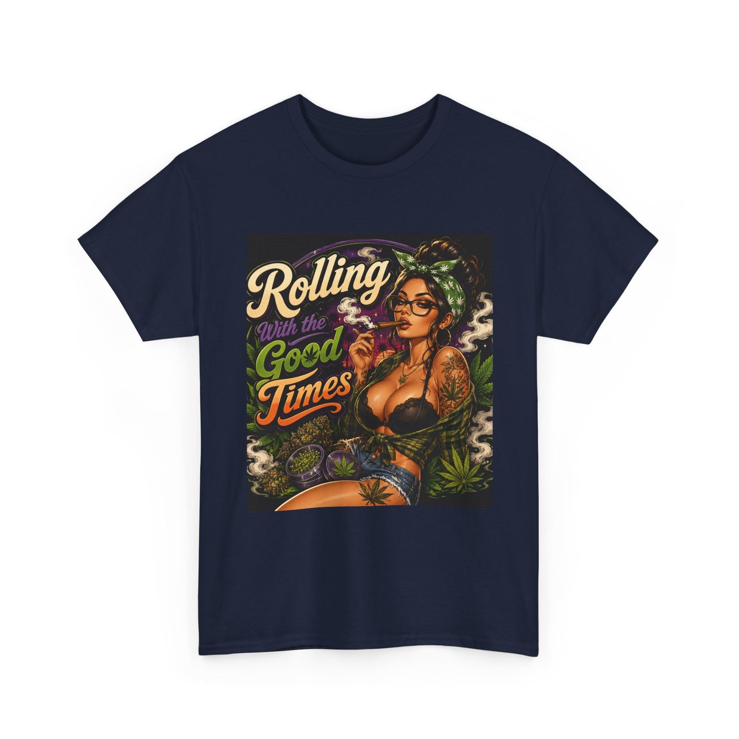Rolling Good Times tee | Retro Pinup Cannabis Graphic T-Shirt