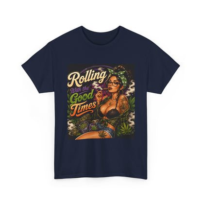 Rolling Good Times tee | Retro Pinup Cannabis Graphic T-Shirt