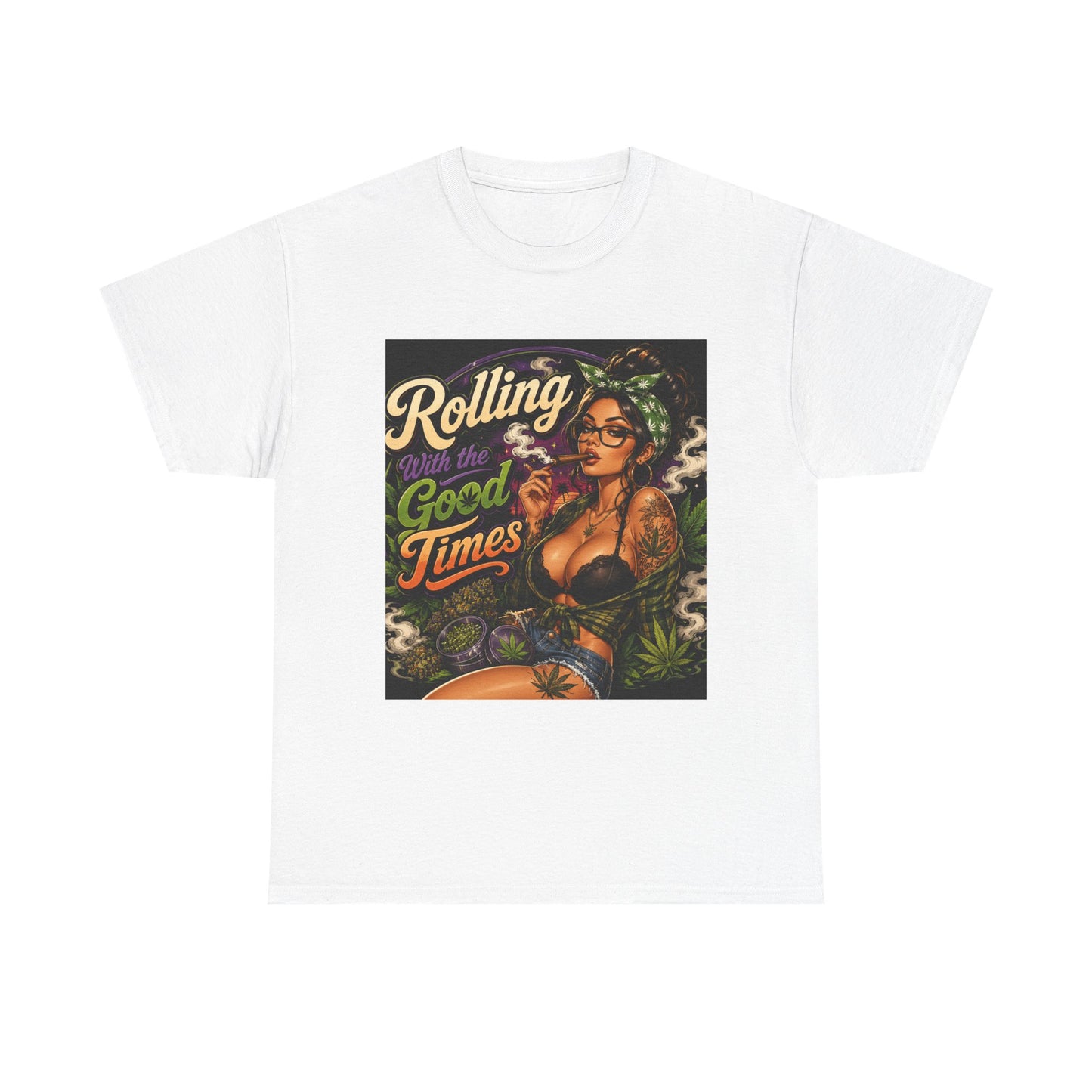 Rolling Good Times tee | Retro Pinup Cannabis Graphic T-Shirt