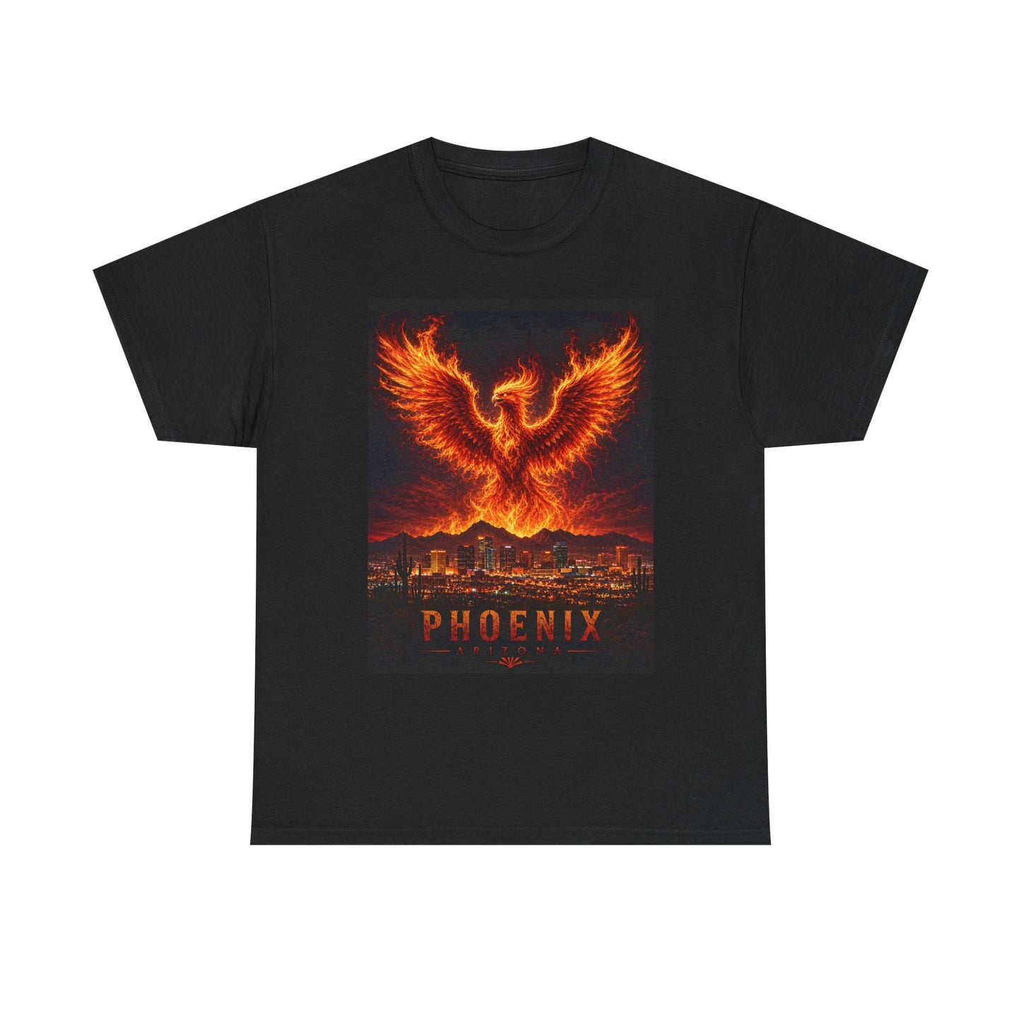 Phoenix Skyline T-Shirt | Firebird Illustration, Urban Skyline