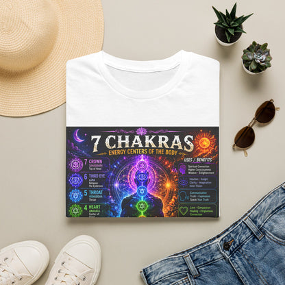 7 Chakras Energy Centers T-Shirt | Chakra Alignment Illustration