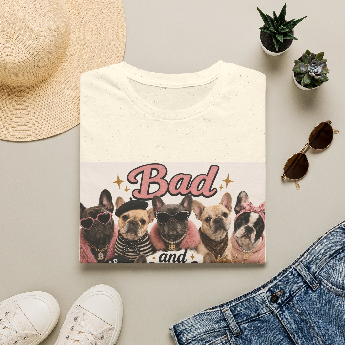 Bad and Boujee Dogs T-Shirt | Cute French Bulldog Pug Portraits