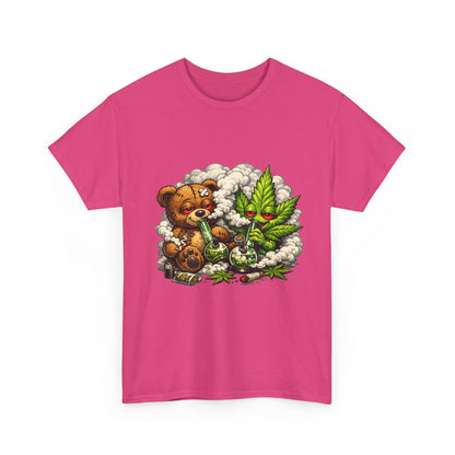 Teddy Bear and Cannabis Leaf T-Shirt | Cute Stoner Graphic Tee