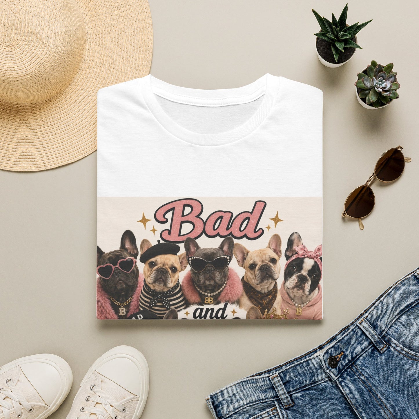 Bad and Boujee Dogs T-Shirt | Cute French Bulldog Pug Portraits