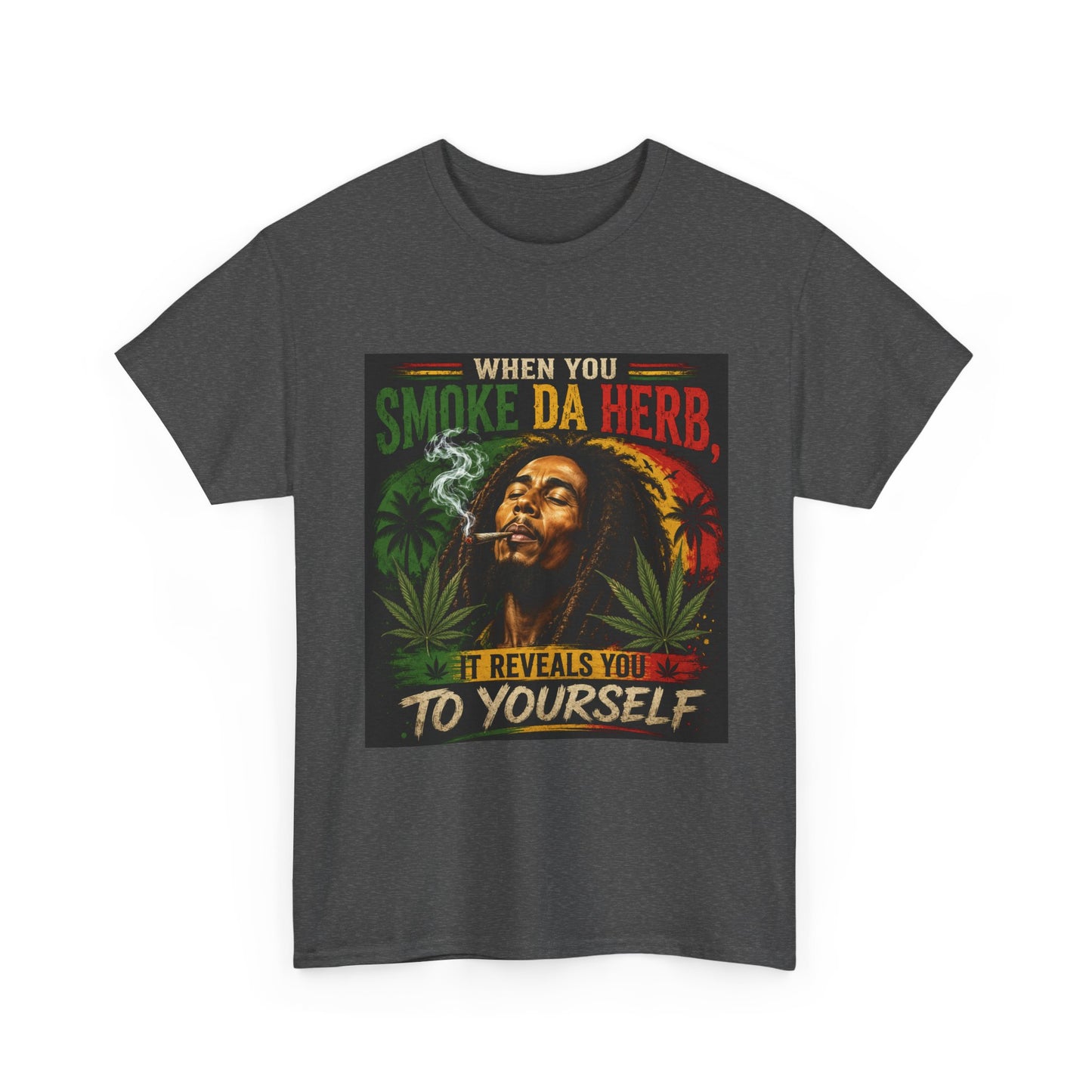 Smoke Da Herb T-Shirt | Rasta Weed Leaf Smoking Graphic Tee