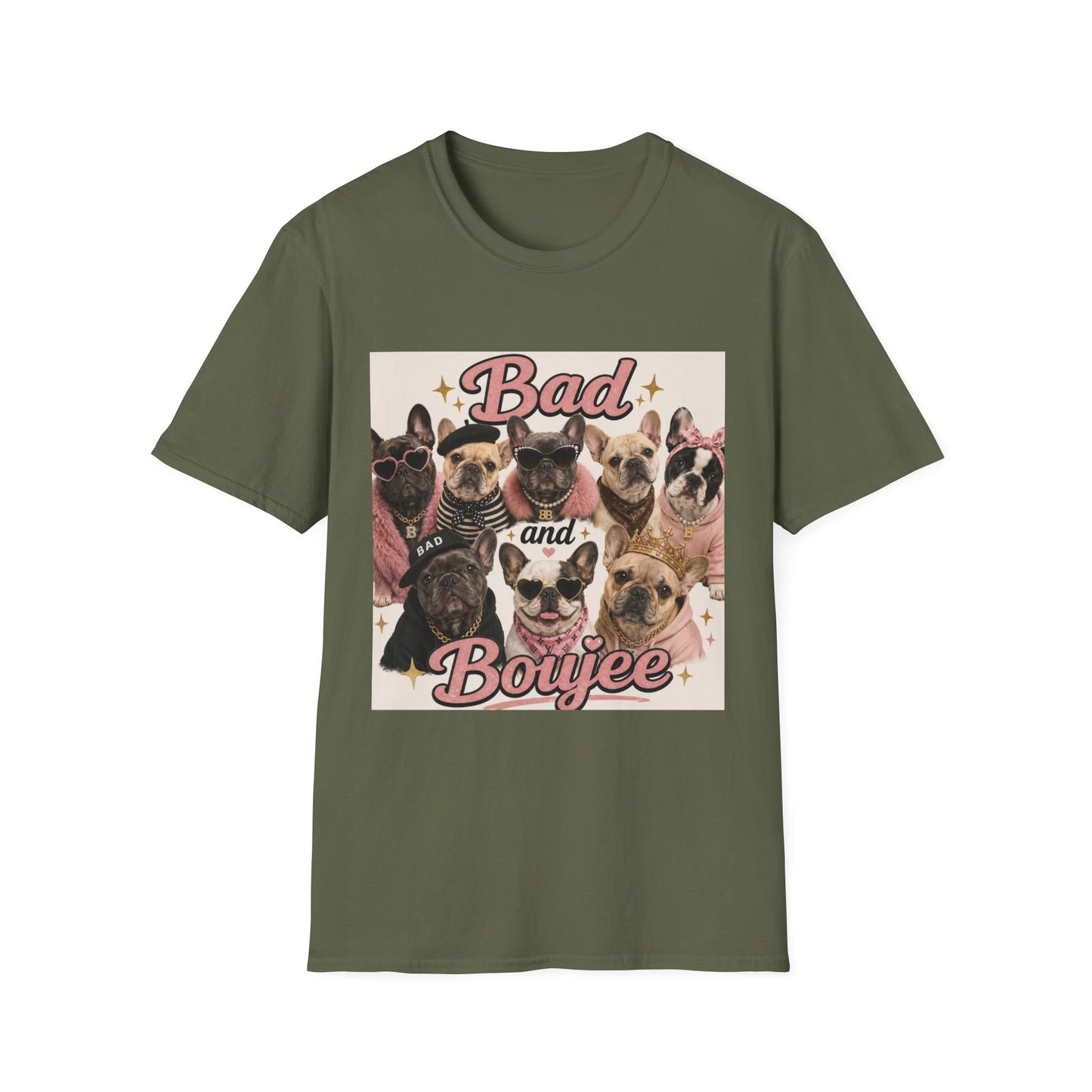 Bad and Boujee Dogs T-Shirt | Cute French Bulldog Pug Portraits