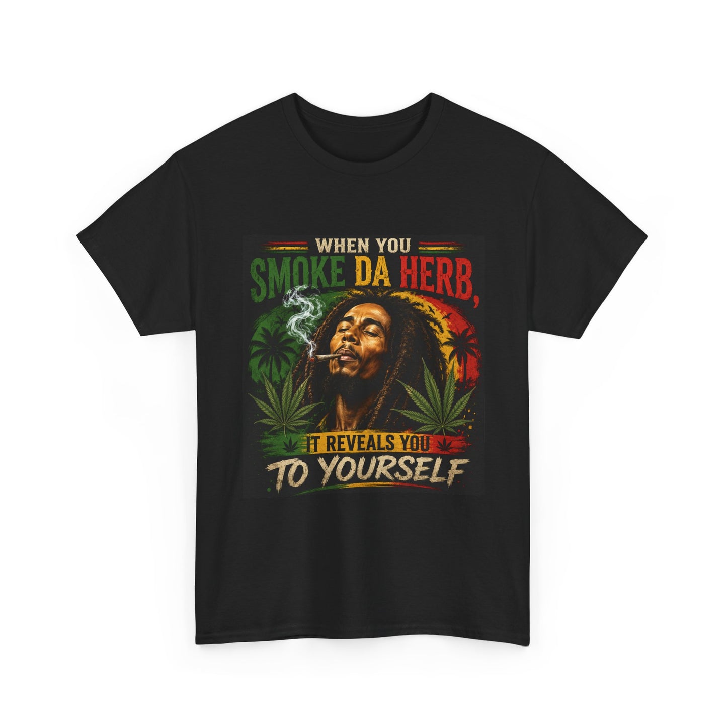 Smoke Da Herb T-Shirt | Rasta Weed Leaf Smoking Graphic Tee
