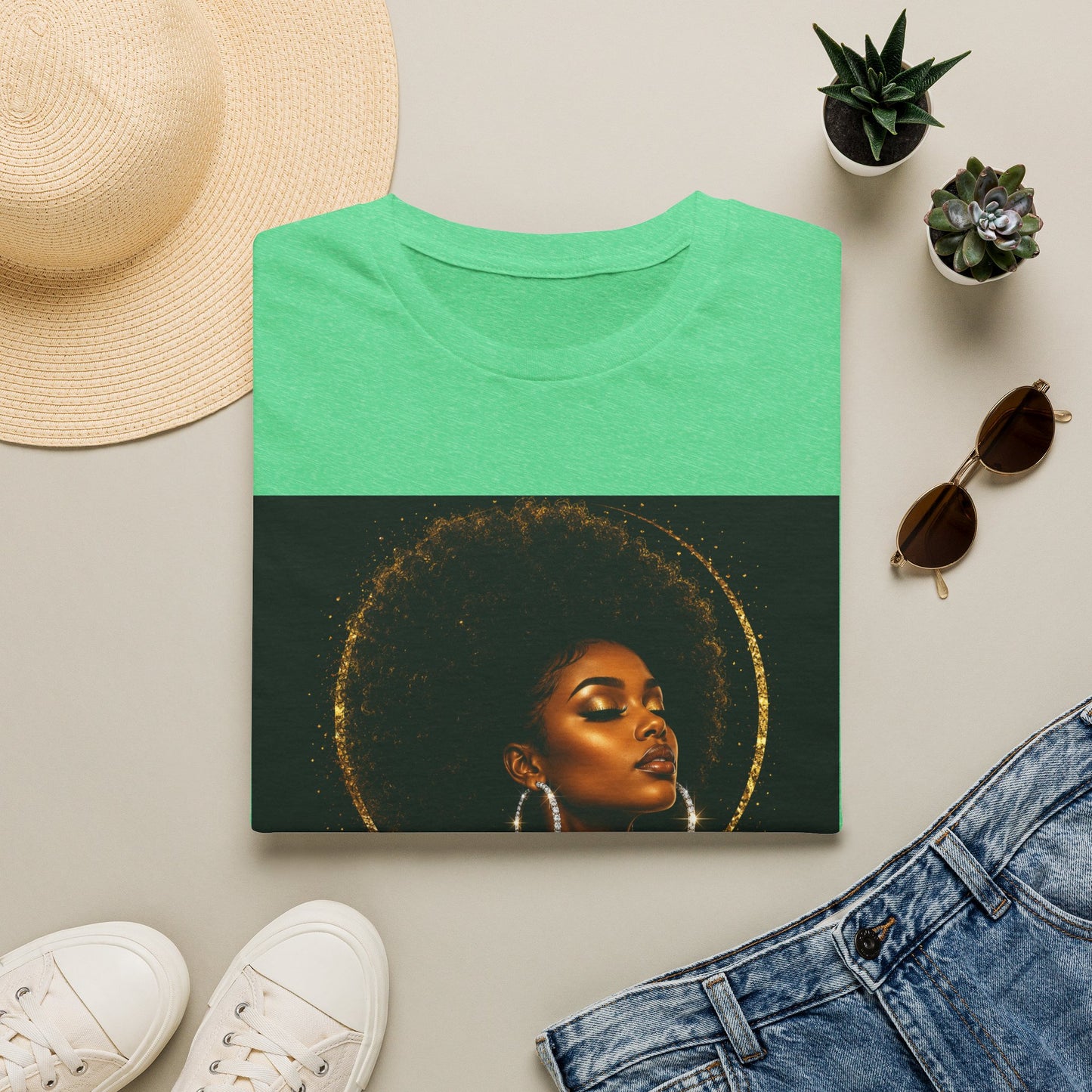 Melanated Goddess T-Shirt | Afrocentric Black Woman Art