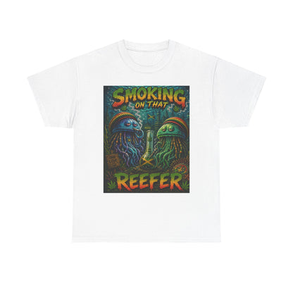 Smoking on That Reefer T-Shirt | Psychedelic Jellyfish Illustration, Cannabis Art