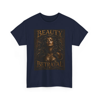 Beauty and Betrayal T-Shirt | Medusa-Inspired Portrait, Dark Mythical Art