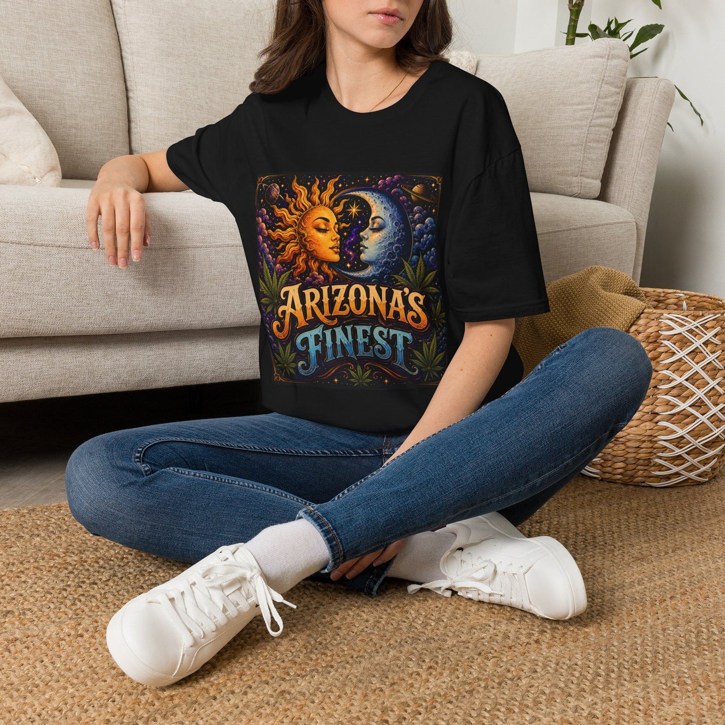 Sun and Moon Arizona's Finest T-Shirt | Celestial Sunface Moonface Tee