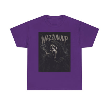 Wazzzuuup Ghost Face Tee | Horror Movie Mask T-Shirt