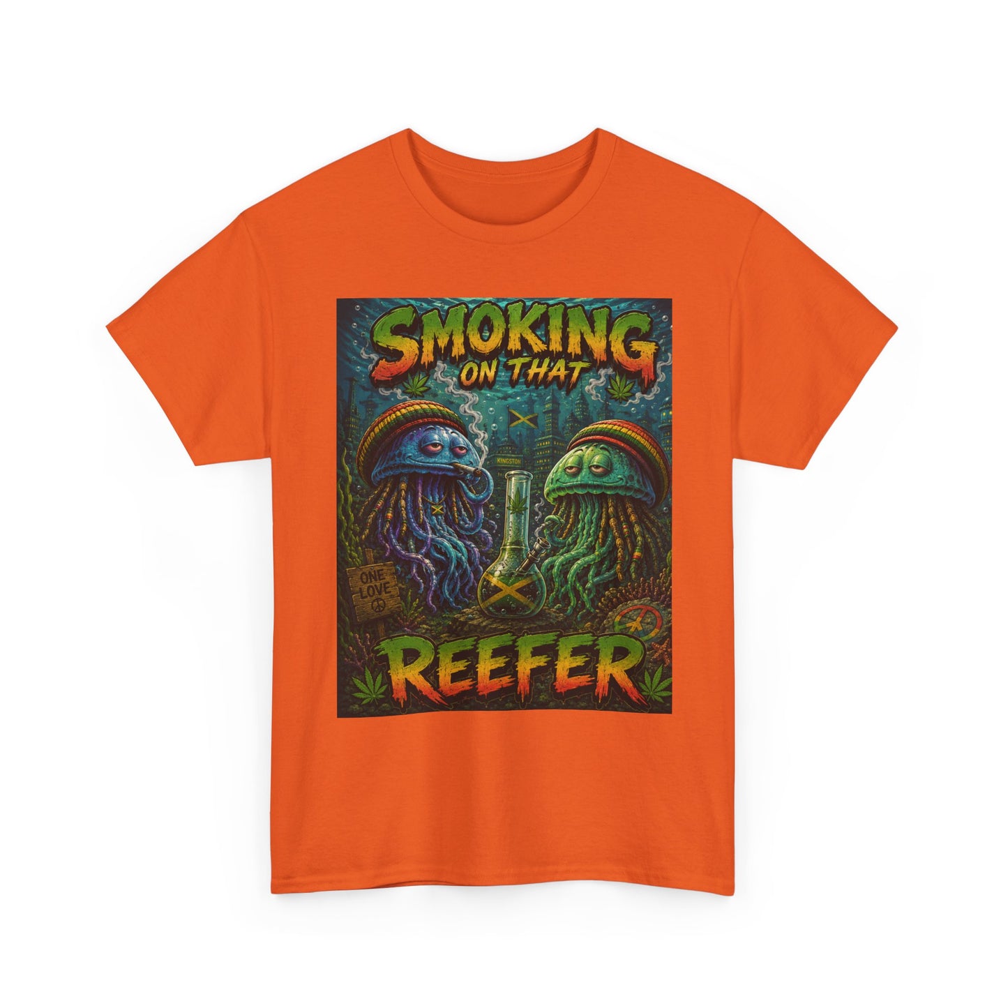 Smoking on That Reefer T-Shirt | Psychedelic Jellyfish Illustration, Cannabis Art