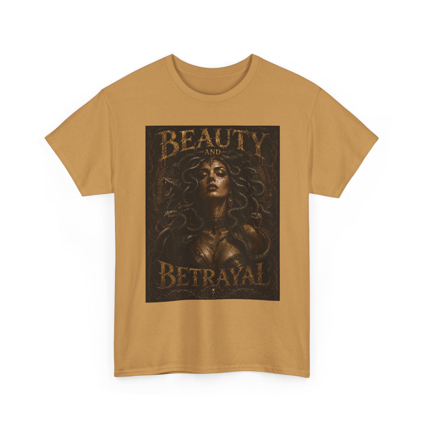 Beauty and Betrayal T-Shirt | Medusa-Inspired Portrait, Dark Mythical Art