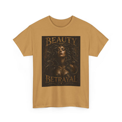 Beauty and Betrayal T-Shirt | Medusa-Inspired Portrait, Dark Mythical Art