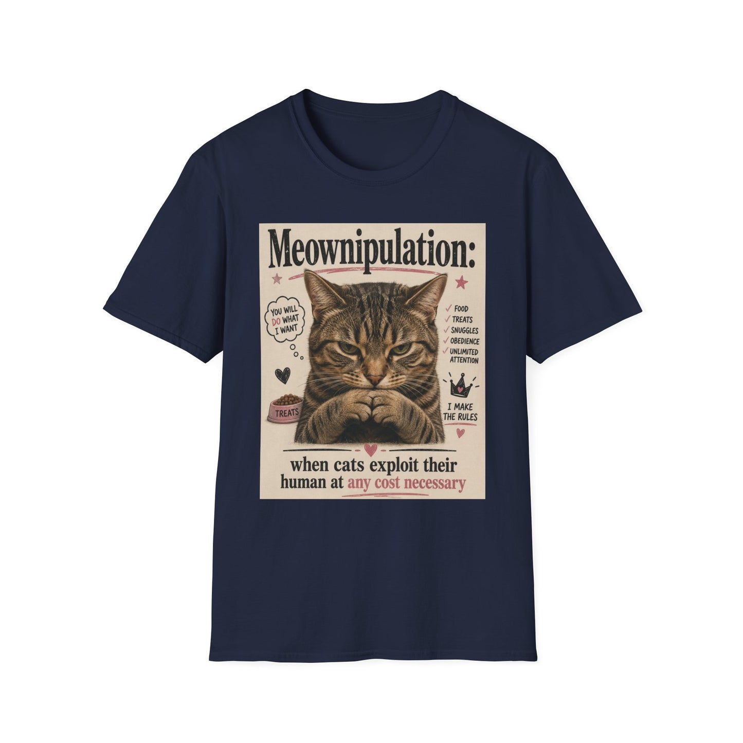 Meownipulation cat design T-Shirt | Funny Tabby Cat Illustration