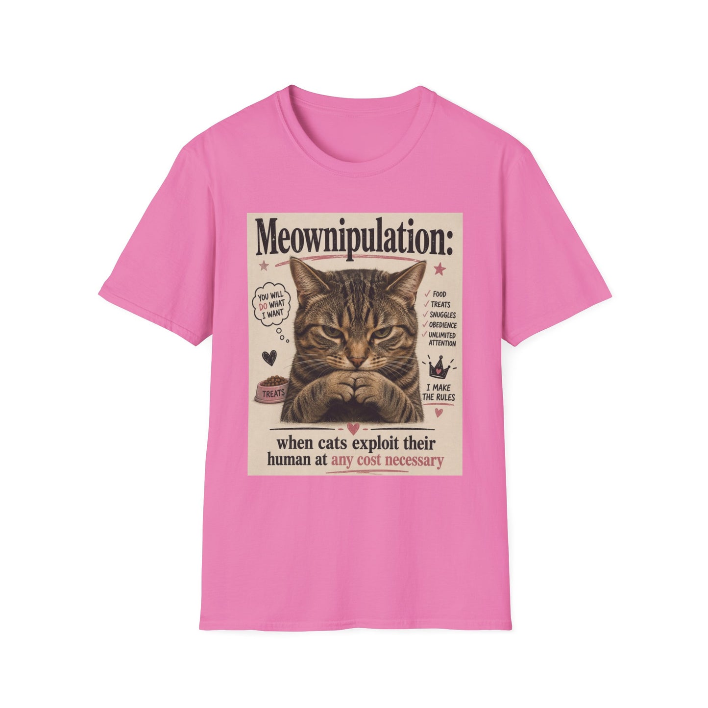 Meownipulation cat design T-Shirt | Funny Tabby Cat Illustration