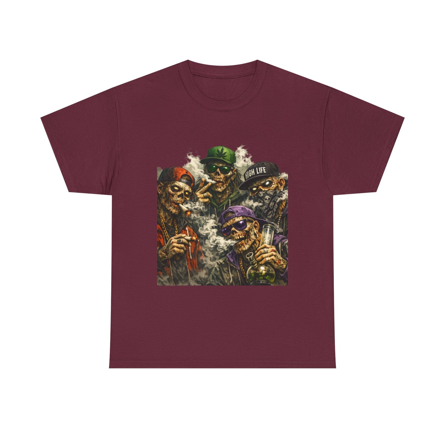 Smoking Zombie Crew Tee | Skeleton Gang Illustration, Streetwear Horror