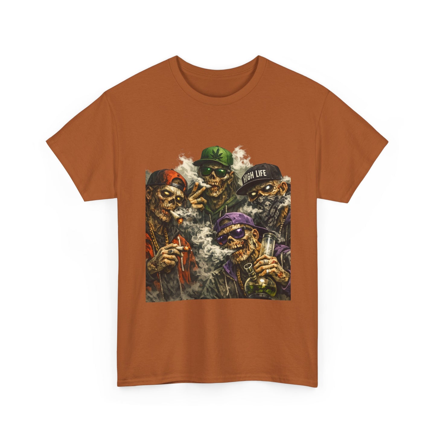 Smoking Zombie Crew Tee | Skeleton Gang Illustration, Streetwear Horror