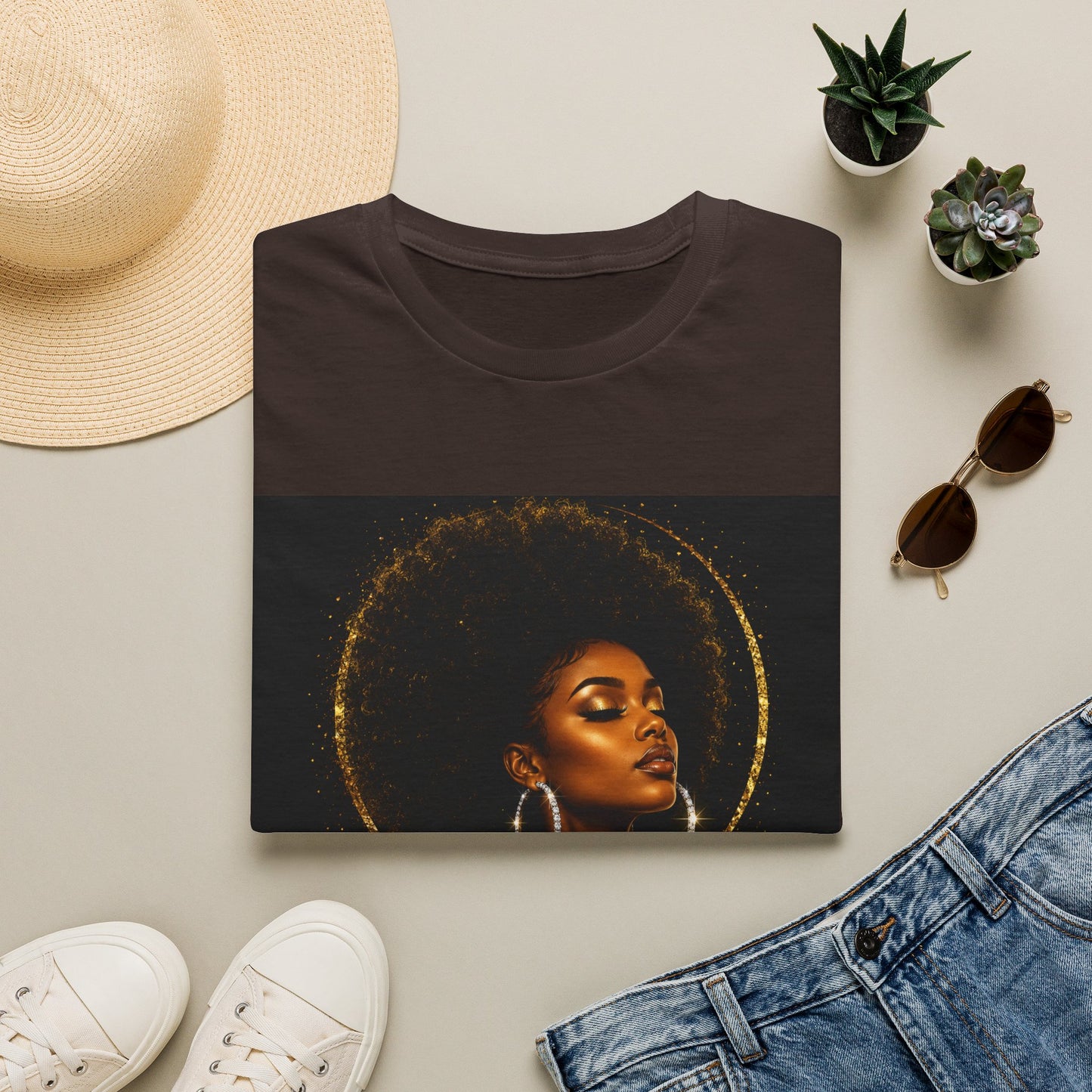 Melanated Goddess T-Shirt | Afrocentric Black Woman Art
