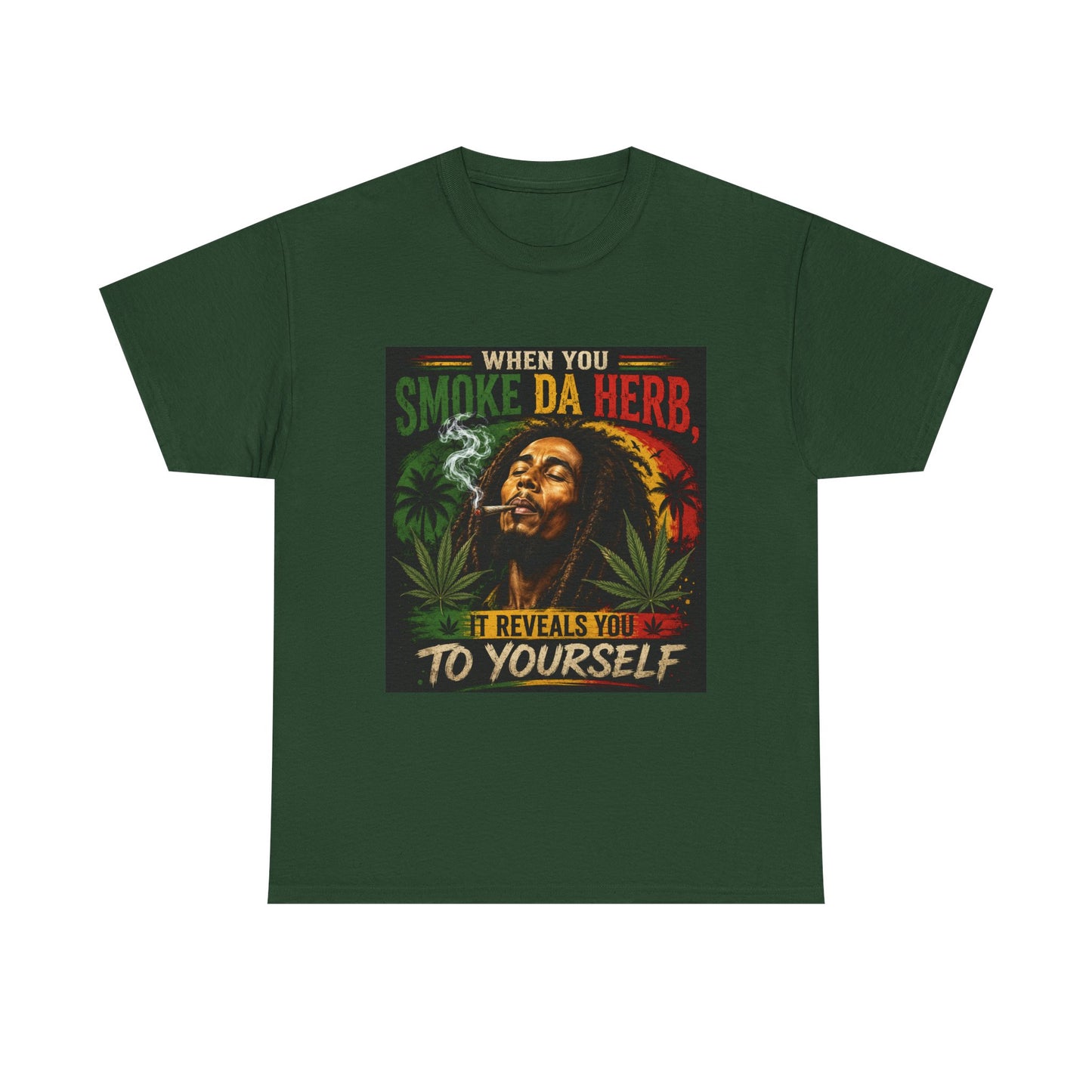 Smoke Da Herb T-Shirt | Rasta Weed Leaf Smoking Graphic Tee