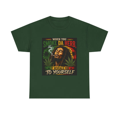 Smoke Da Herb T-Shirt | Rasta Weed Leaf Smoking Graphic Tee
