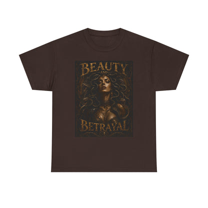 Beauty and Betrayal T-Shirt | Medusa-Inspired Portrait, Dark Mythical Art