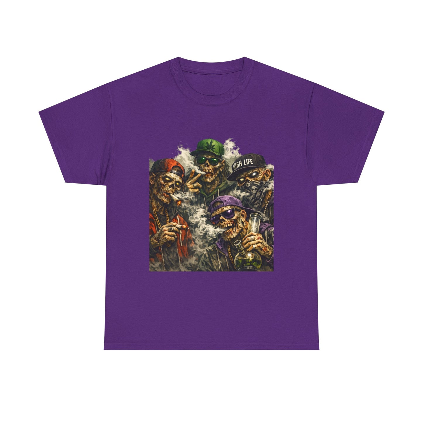 Smoking Zombie Crew Tee | Skeleton Gang Illustration, Streetwear Horror