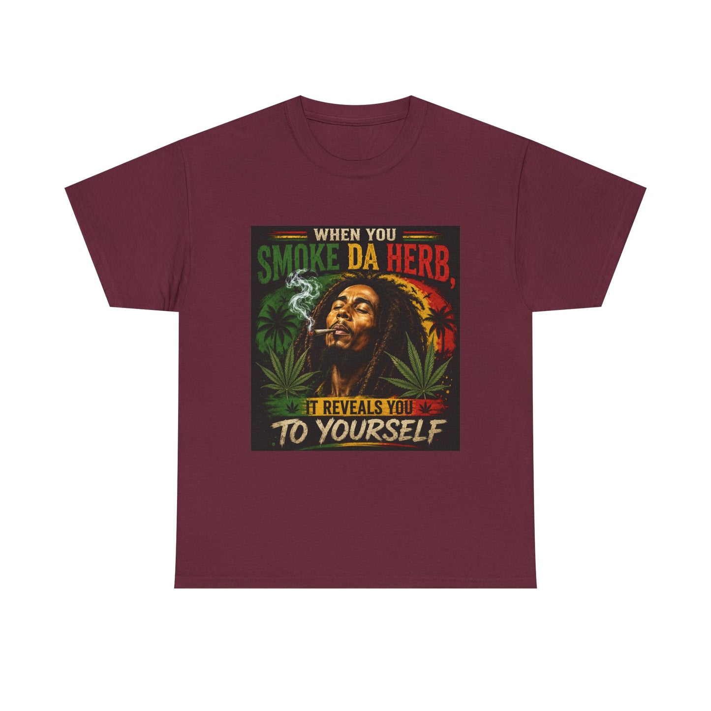 Smoke Da Herb T-Shirt | Rasta Weed Leaf Smoking Graphic Tee
