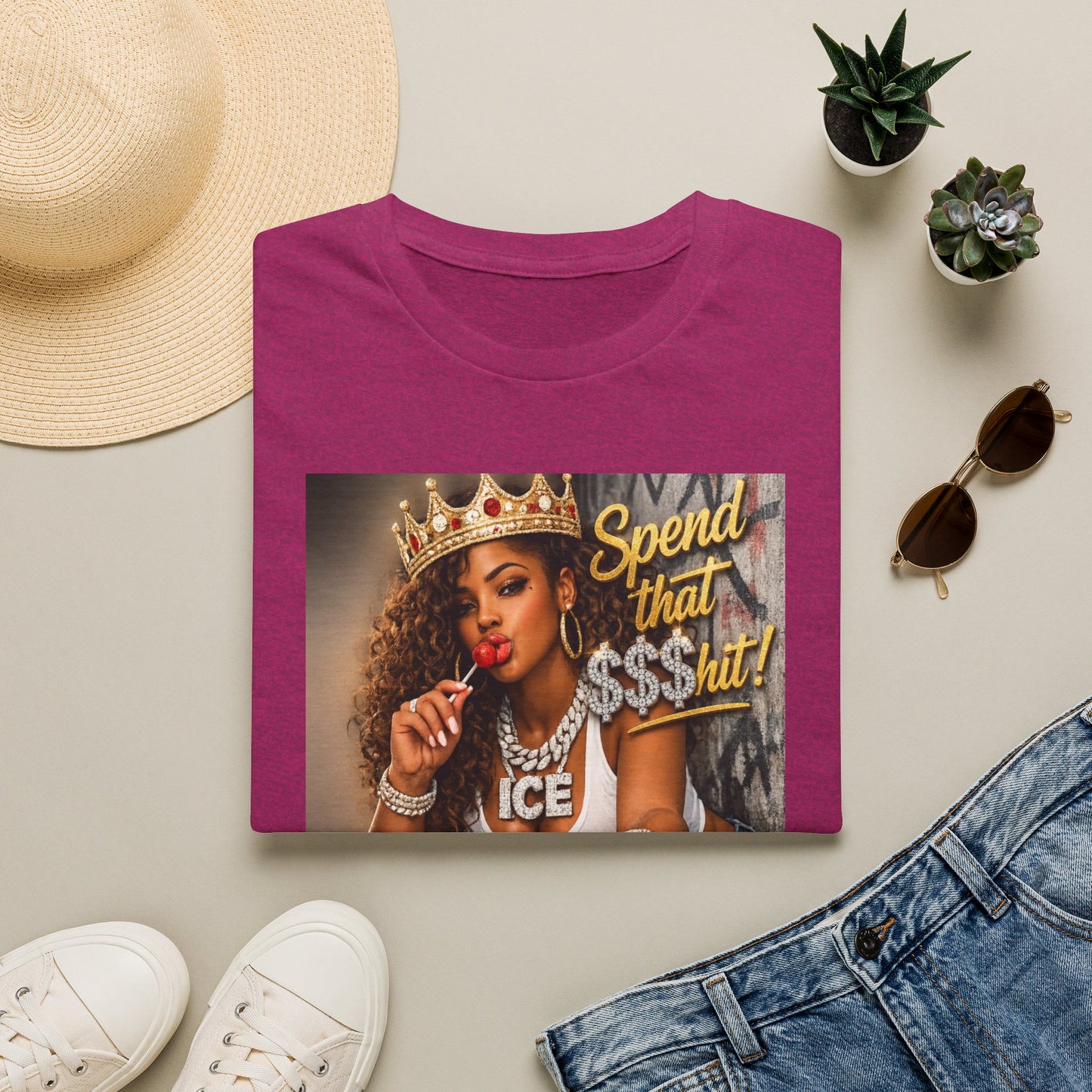 Spend That $Hit! T-Shirt | Queen Crown Graphic, Money Bling Design