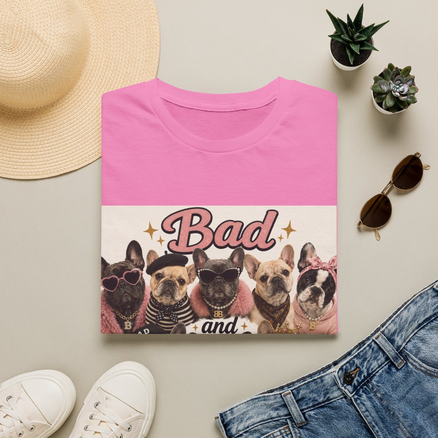 Bad and Boujee Dogs T-Shirt | Cute French Bulldog Pug Portraits