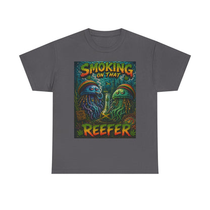 Smoking on That Reefer T-Shirt | Psychedelic Jellyfish Illustration, Cannabis Art