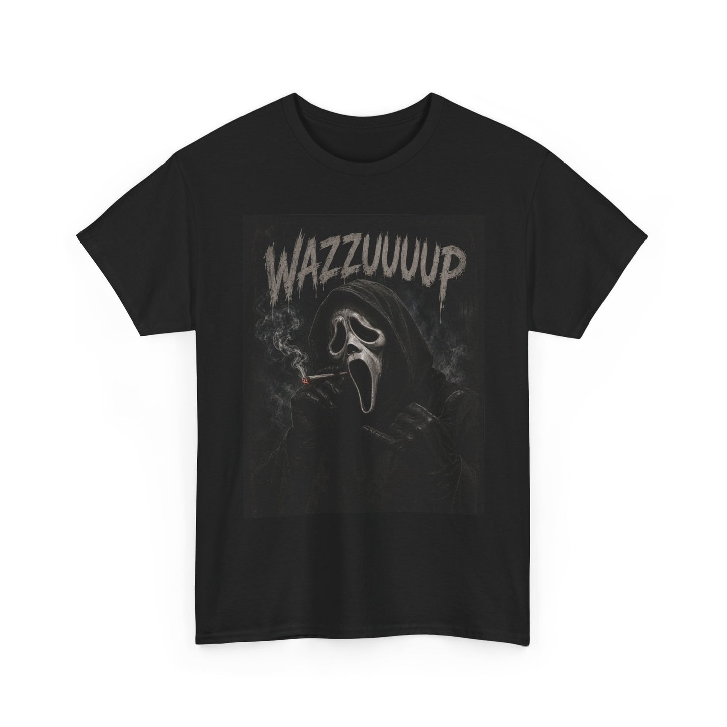 Wazzzuuup Ghost Face Tee | Horror Movie Mask T-Shirt
