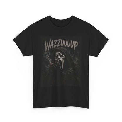 Wazzzuuup Ghost Face Tee | Horror Movie Mask T-Shirt