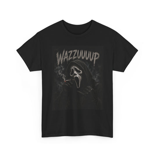 Wazzzuuup Ghost Face Tee | Horror Movie Mask T-Shirt